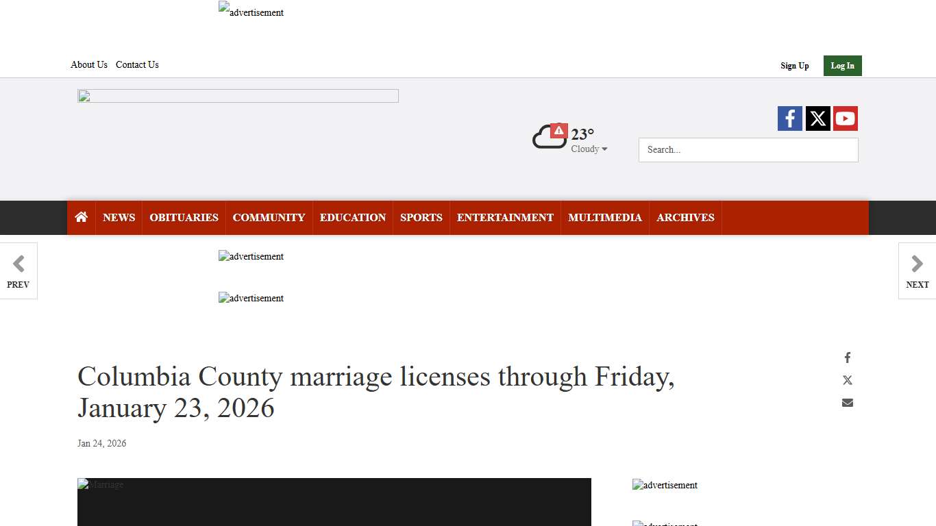 Columbia County marriage licenses through Friday, January 23, 2026 Public Records magnoliareporter.com