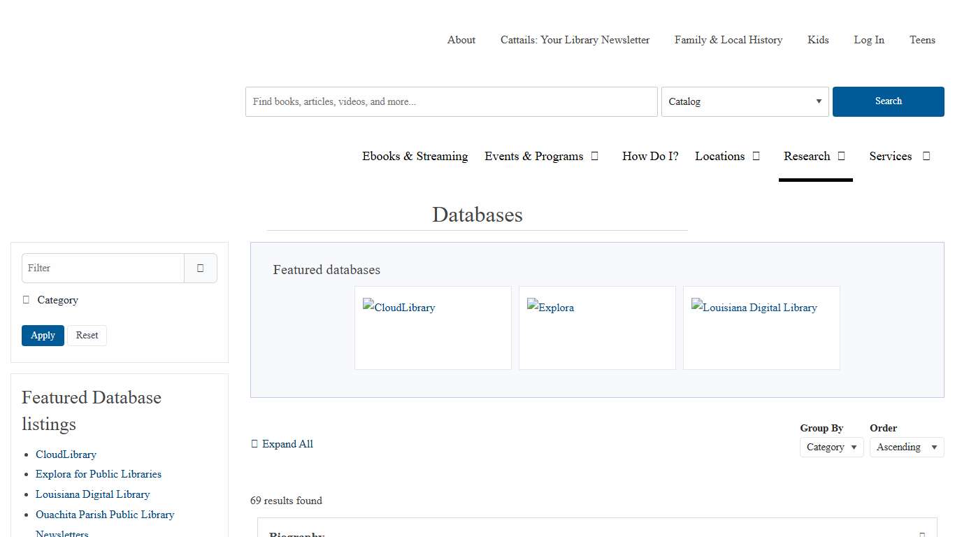 Databases Ouachita Parish Public Library